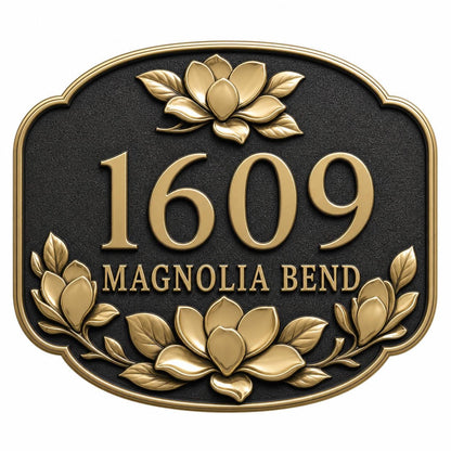 Personalised House Number Sign | Antique Brass Address Plaque | Custom Street/Family Name Board