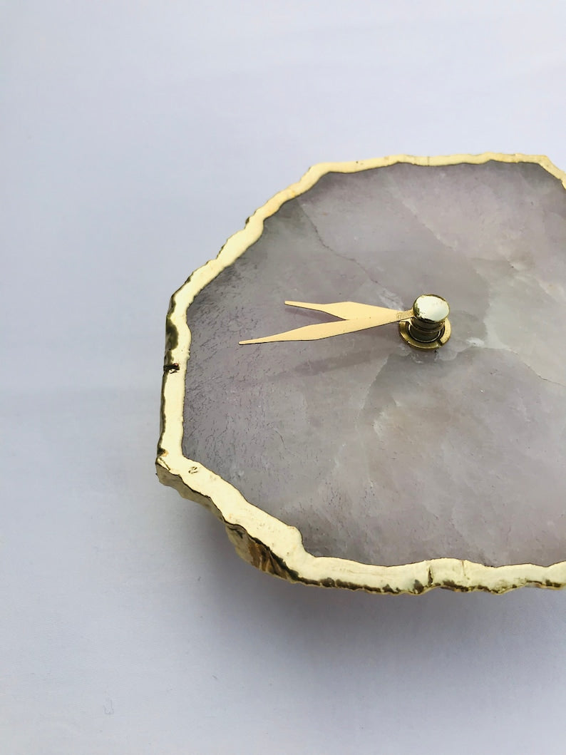 Rose Quartz Agate Desk/wall Clock/Personalised Momento
