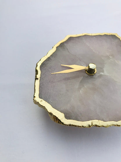 Rose Quartz Agate Desk/wall Clock/Personalised Momento