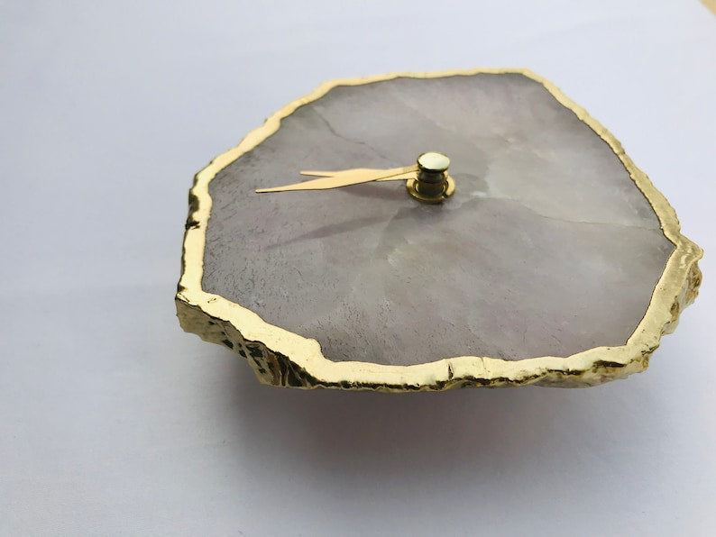 Rose Quartz Agate Desk/wall Clock/Personalised Momento