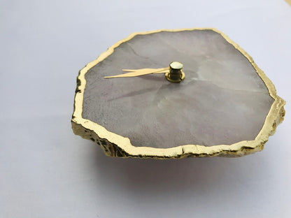 Rose Quartz Agate Desk/wall Clock/Personalised Momento