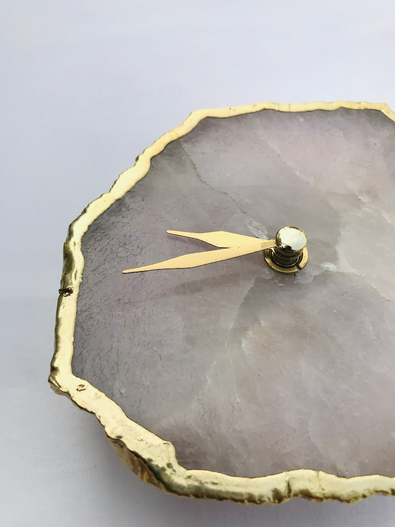 Rose Quartz Agate Desk/wall Clock/Personalised Momento