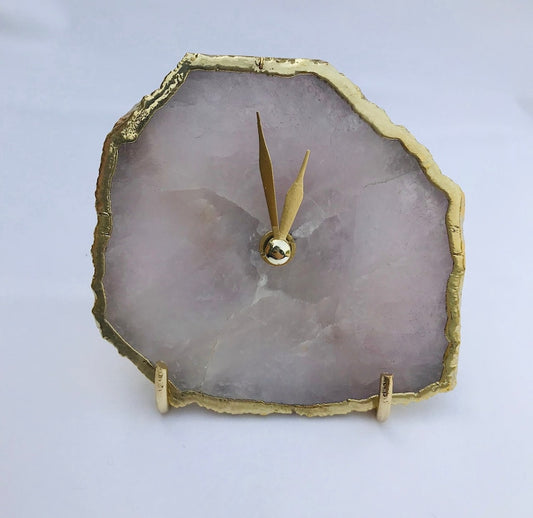 Rose Quartz Agate Desk/wall Clock/Personalised Momento