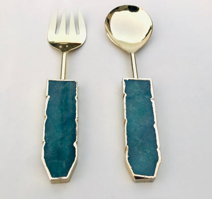Food safe steel with decorative green agate above