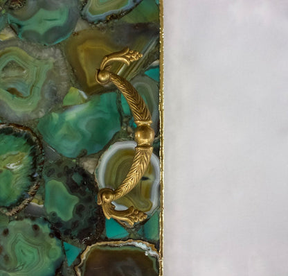 Serving tray made to order in light green agate