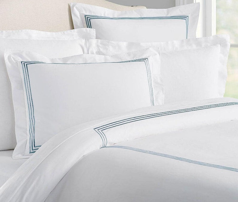 Lines - Cotton Sateen Embroidered Edge Duvet Cover Sets