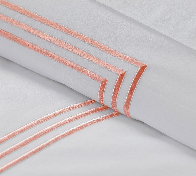 Lines - Cotton Sateen Embroidered Edge Duvet Cover Sets