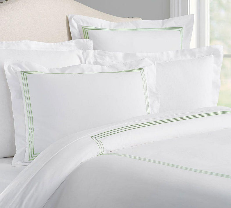 Lines - Cotton Sateen Embroidered Edge Duvet Cover Sets