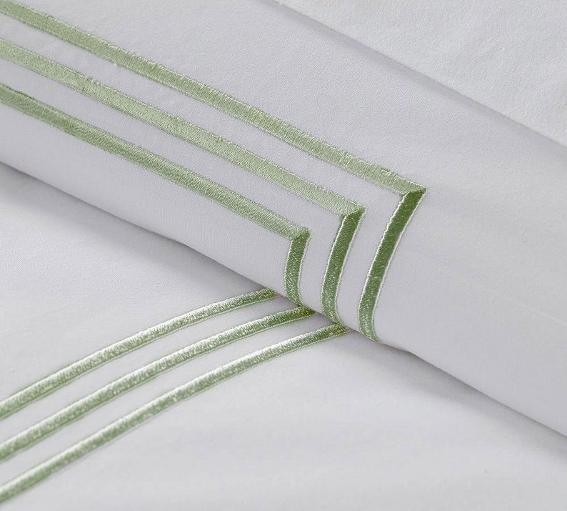 Lines - Cotton Sateen Embroidered Edge Duvet Cover Sets