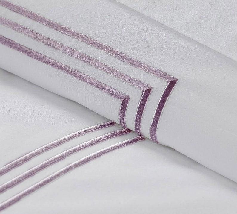 Lines - Cotton Sateen Embroidered Edge Duvet Cover Sets