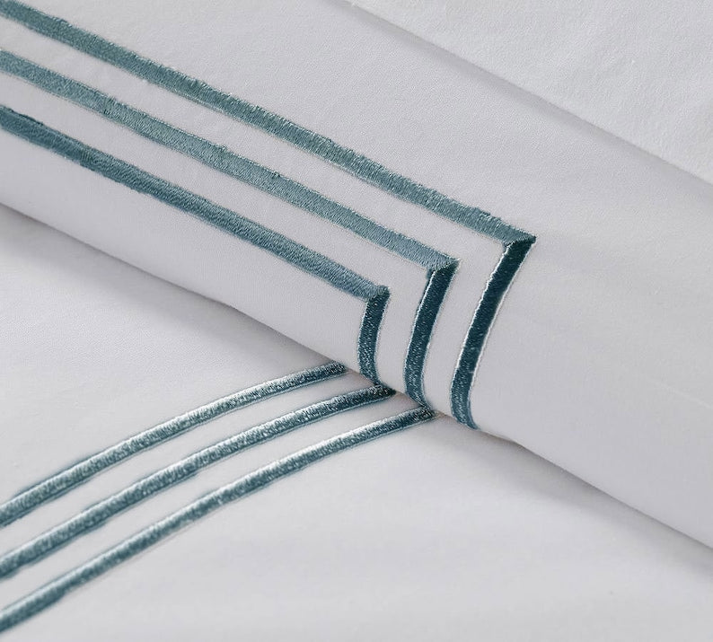 Lines - Cotton Sateen Embroidered Edge Duvet Cover Sets