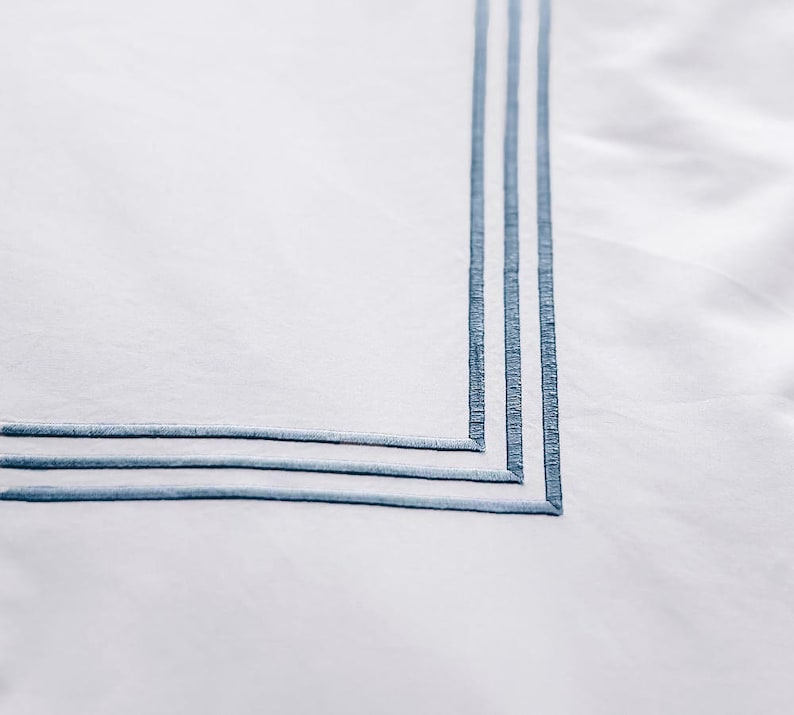 Lines - Cotton Sateen Embroidered Edge Duvet Cover Sets
