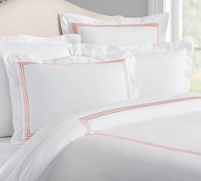 Lines - Cotton Sateen Embroidered Edge Duvet Cover Sets