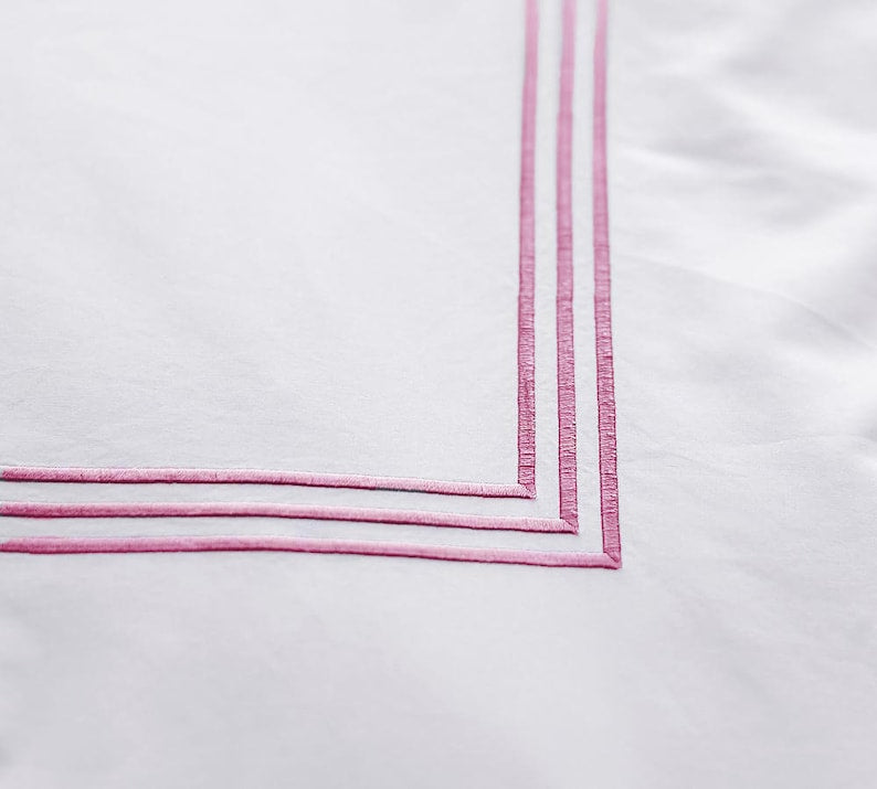 Lines - Cotton Sateen Embroidered Edge Duvet Cover Sets