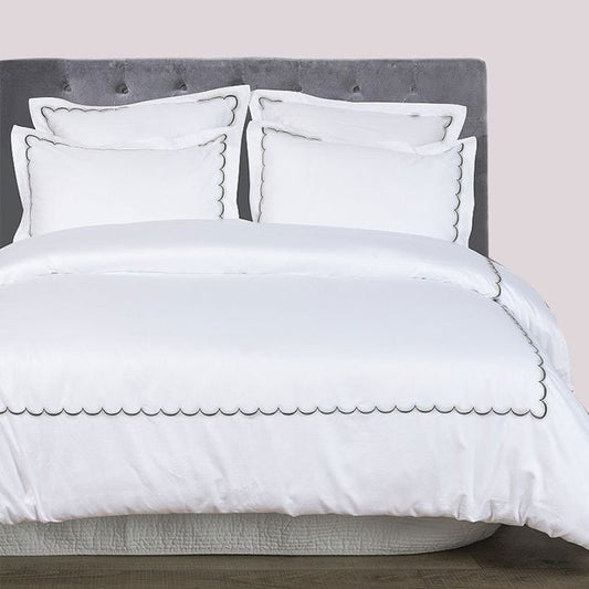 Scallops - Cotton Sateen Embroidered Edge Duvet Cover Sets