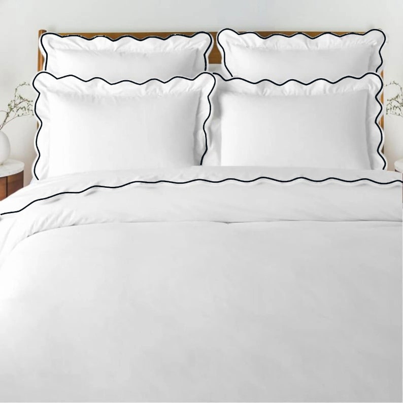 Waves - Cotton Sateen Embroidered Edge Duvet Cover Sets