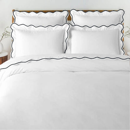 Waves - Cotton Sateen Embroidered Edge Duvet Cover Sets