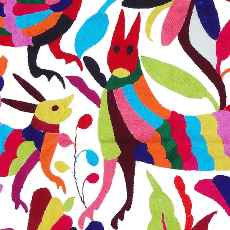 Set of 4 | Mexican Decorative Cushion Covers | Otomi Design Covers | Cotton Linen Fabric | Embroidered | With OR Without Insert