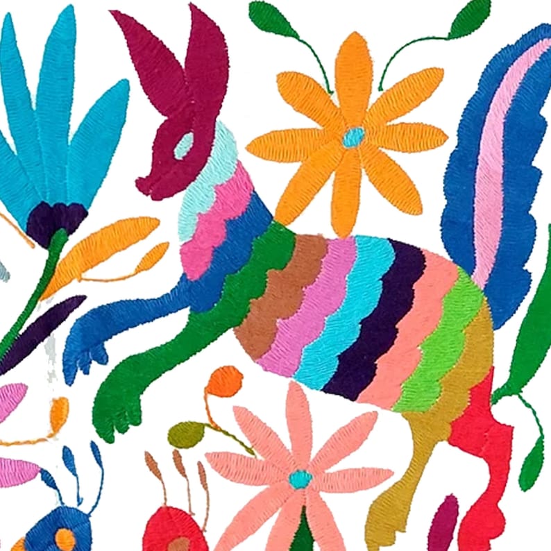 Set of 4 | Mexican Decorative Cushion Covers | Otomi Design Covers | Cotton Linen Fabric | Embroidered | With OR Without Insert