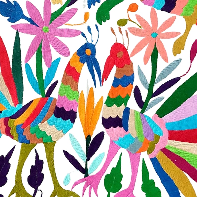 Set of 4 | Mexican Decorative Cushion Covers | Otomi Design Covers | Cotton Linen Fabric | Embroidered | With OR Without Insert