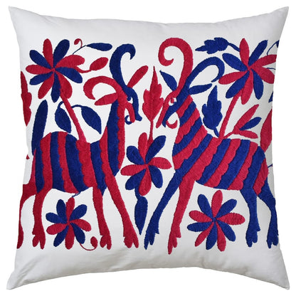 Set of 4 | Mexican Decorative Cushion Covers | Otomi Design Covers | Cotton Linen Fabric | Embroidered | With OR Without Insert