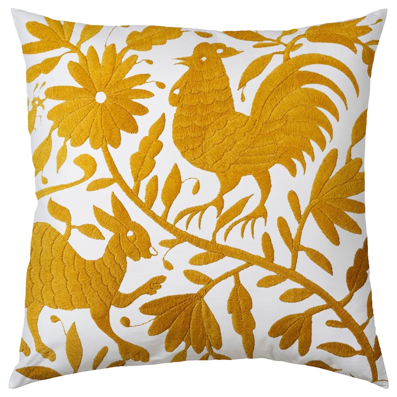 Set of 4 | Mexican Decorative Cushion Covers | Otomi Design Covers | Cotton Linen Fabric | Embroidered | With OR Without Insert