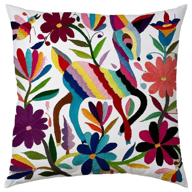 Set of 4 | Mexican Decorative Cushion Covers | Otomi Design Covers | Cotton Linen Fabric | Embroidered | With OR Without Insert