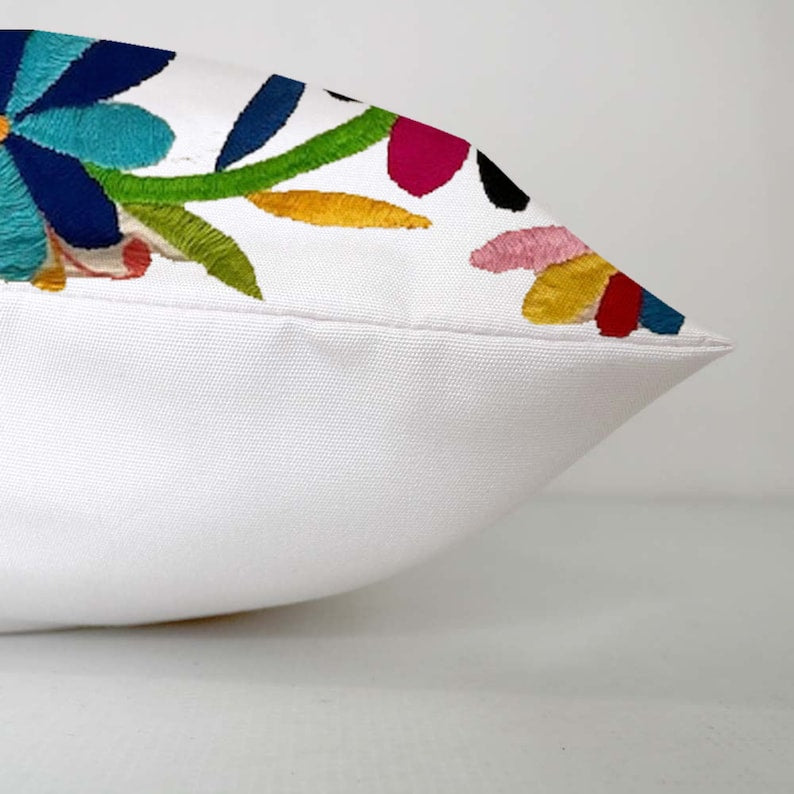 Set of 4 | Mexican Decorative Cushion Covers | Otomi Design Covers | Cotton Linen Fabric | Embroidered | With OR Without Insert