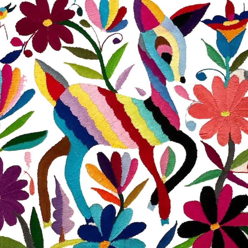Set of 4 | Mexican Decorative Cushion Covers | Otomi Design Covers | Cotton Linen Fabric | Embroidered | With OR Without Insert