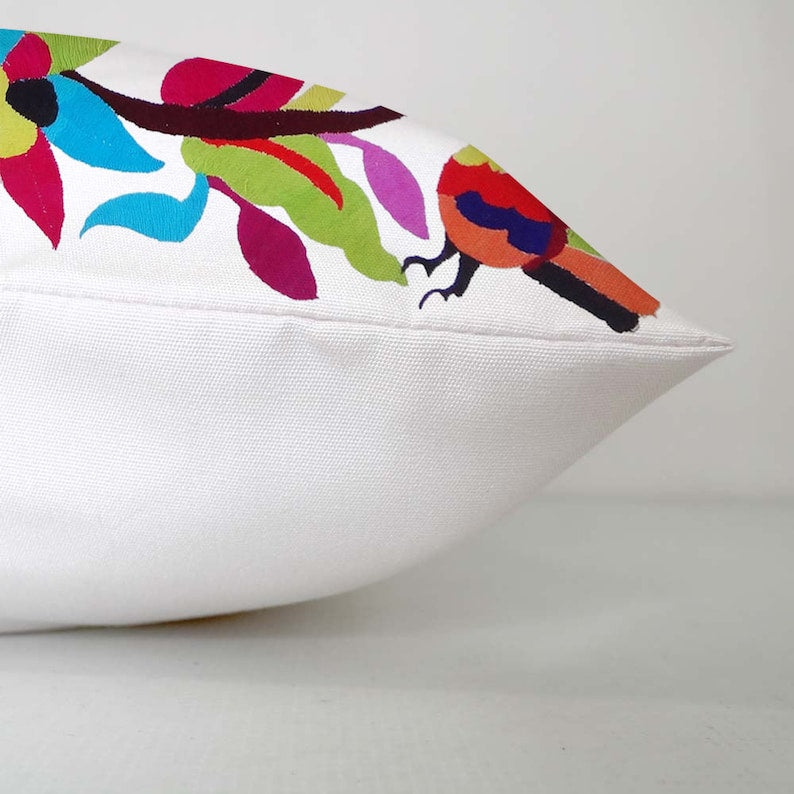 Set of 4 | Mexican Decorative Cushion Covers | Otomi Design Covers | Cotton Linen Fabric | Embroidered | With OR Without Insert