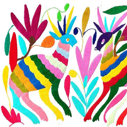 Set of 4 | Mexican Decorative Cushion Covers | Otomi Design Covers | Cotton Linen Fabric | Embroidered | With OR Without Insert