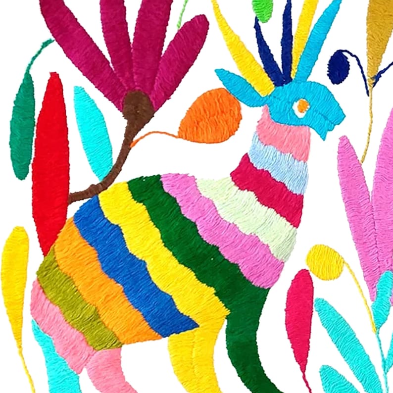 Set of 4 | Mexican Decorative Cushion Covers | Otomi Design Covers | Cotton Linen Fabric | Embroidered | With OR Without Insert