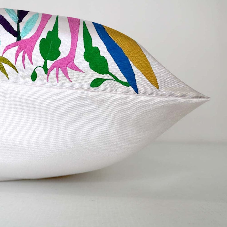 Set of 4 | Mexican Decorative Cushion Covers | Otomi Design Covers | Cotton Linen Fabric | Embroidered | With OR Without Insert