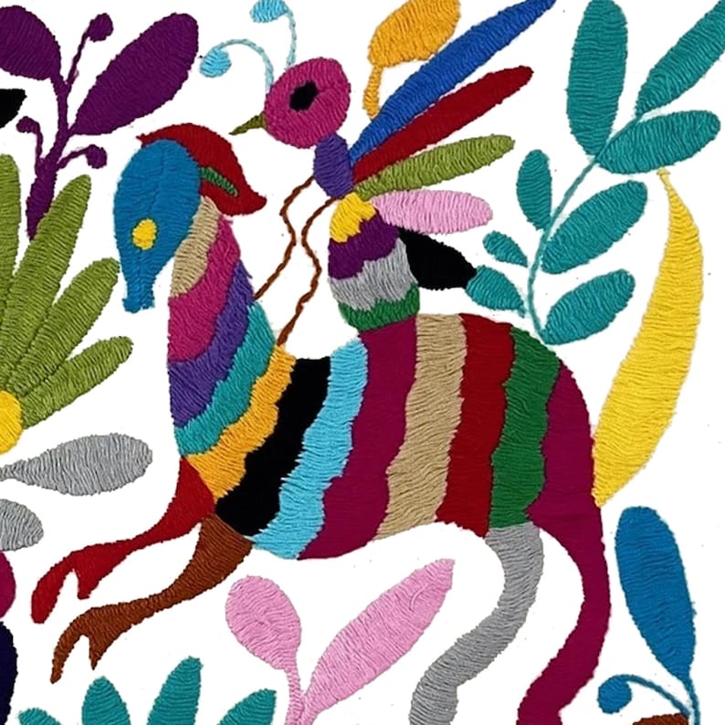 Set of 4 | Mexican Decorative Cushion Covers | Otomi Design Covers | Cotton Linen Fabric | Embroidered | With OR Without Insert