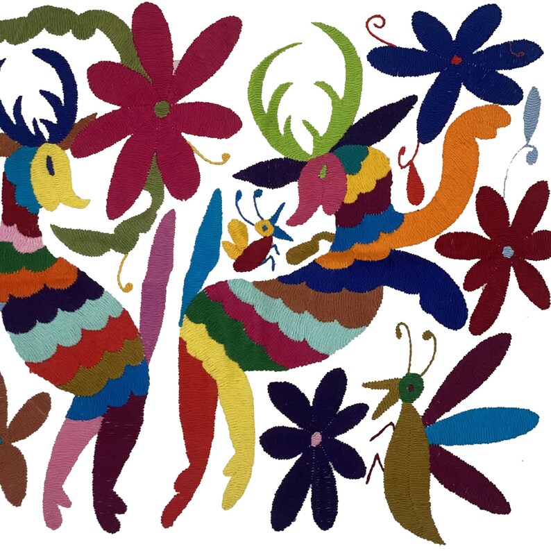 Set of 4 | Mexican Decorative Cushion Covers | Otomi Design Covers | Cotton Linen Fabric | Embroidered | With OR Without Insert
