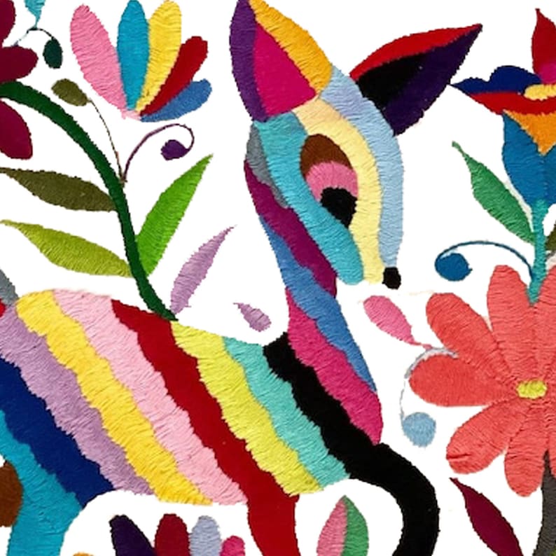 Set of 4 | Mexican Decorative Cushion Covers | Otomi Design Covers | Cotton Linen Fabric | Embroidered | With OR Without Insert