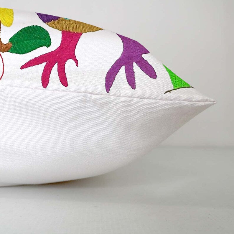 Set of 4 | Mexican Decorative Cushion Covers | Otomi Design Covers | Cotton Linen Fabric | Embroidered | With OR Without Insert