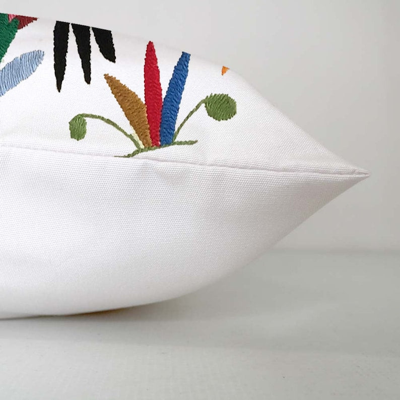 Set of 4 | Mexican Decorative Cushion Covers | Otomi Design Covers | Cotton Linen Fabric | Embroidered | With OR Without Insert