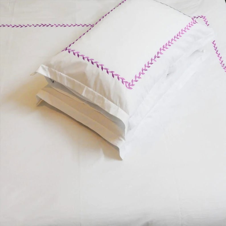 Willow Leaves - Cotton Sateen Embroidered Edge Duvet Cover Sets