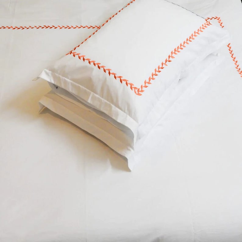 Willow Leaves - Cotton Sateen Embroidered Edge Duvet Cover Sets