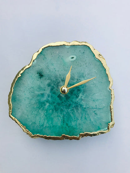 Aqua Agate Desk/Wall Clock/Personalised Momento