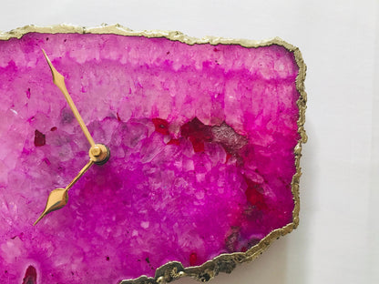 Pink Agate Large Wall/Table Clock/Personalised Momento