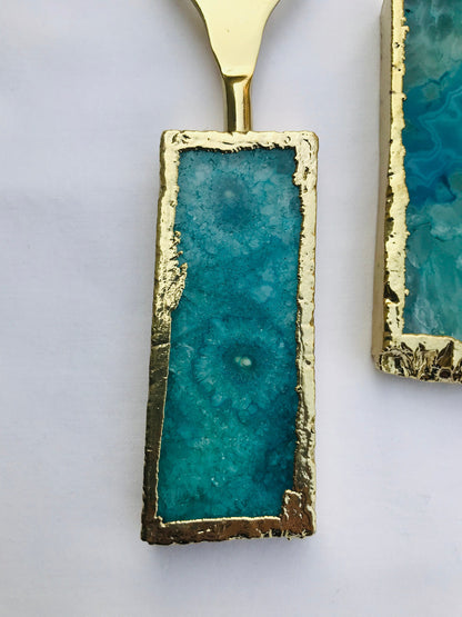 Set of 3 Aqua Agate Bottle Openers