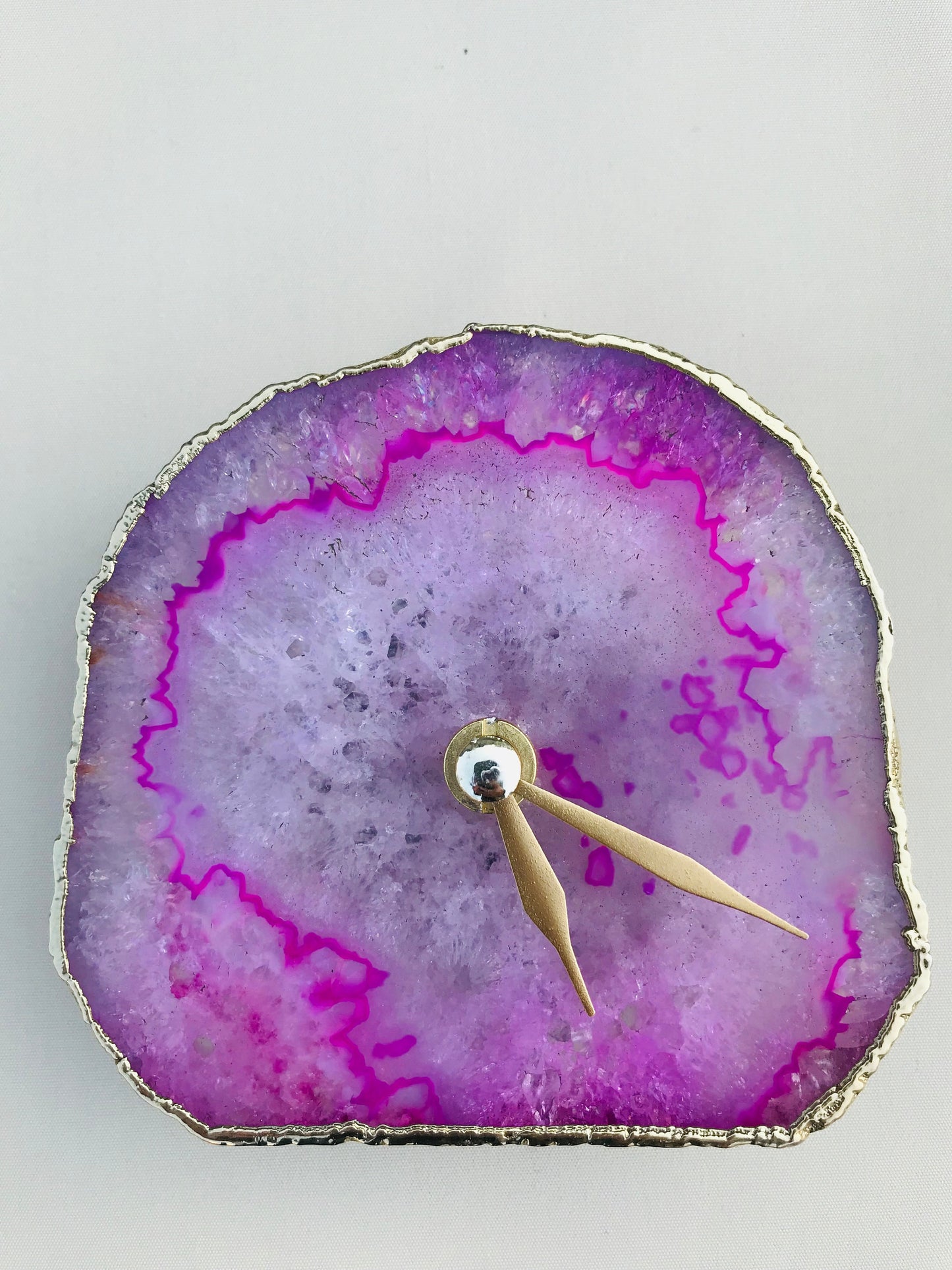 Pink Agate Desk/Wall Clock/Personalised Momento