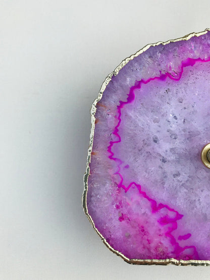 Pink Agate Desk/Wall Clock/Personalised Momento