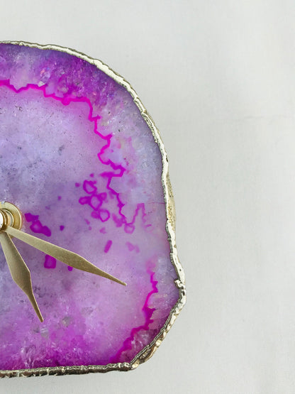Pink Agate Desk/Wall Clock/Personalised Momento
