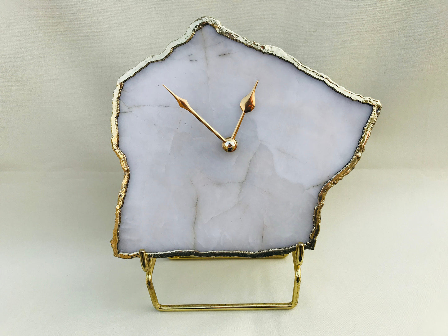 White Agate Large Wall/Table Clock/Personalised Momento