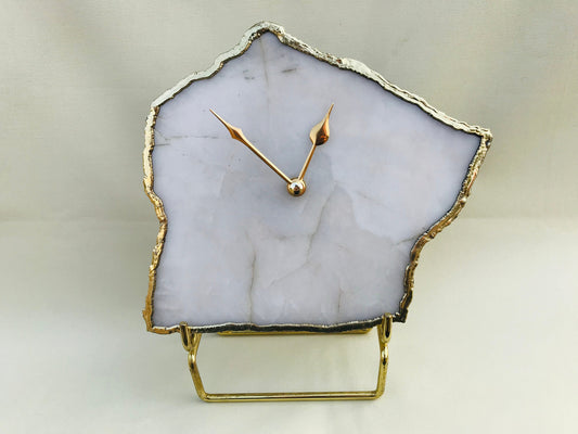 White Agate Large Wall/Table Clock/Personalised Momento