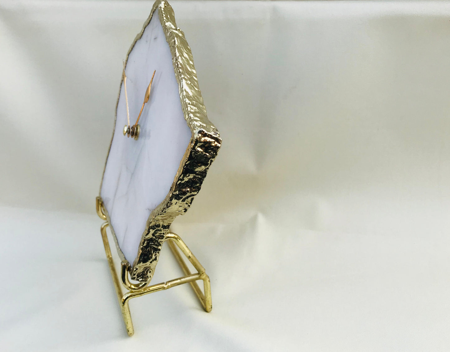 White Agate Large Wall/Table Clock/Personalised Momento