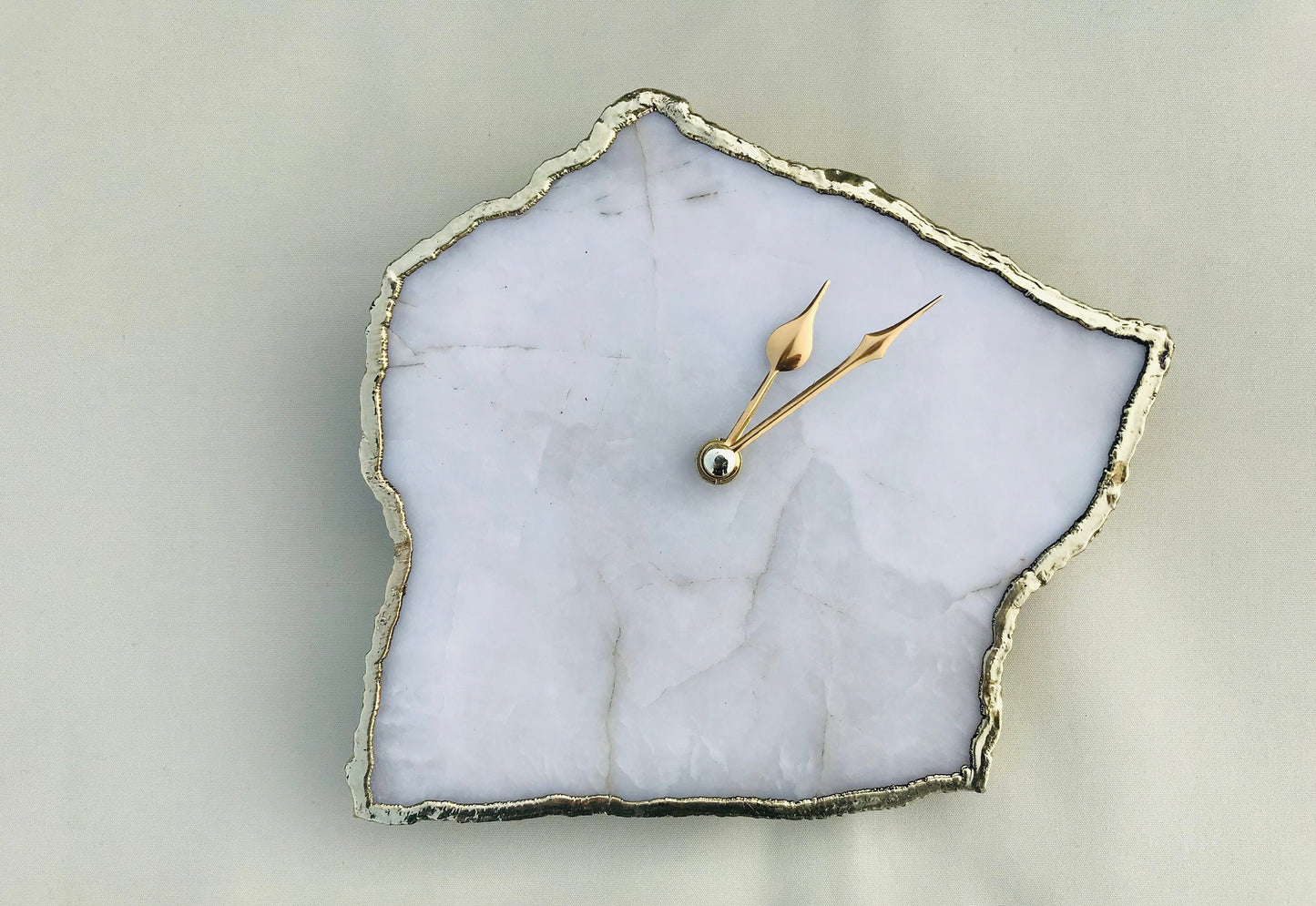 White Agate Large Wall/Table Clock/Personalised Momento